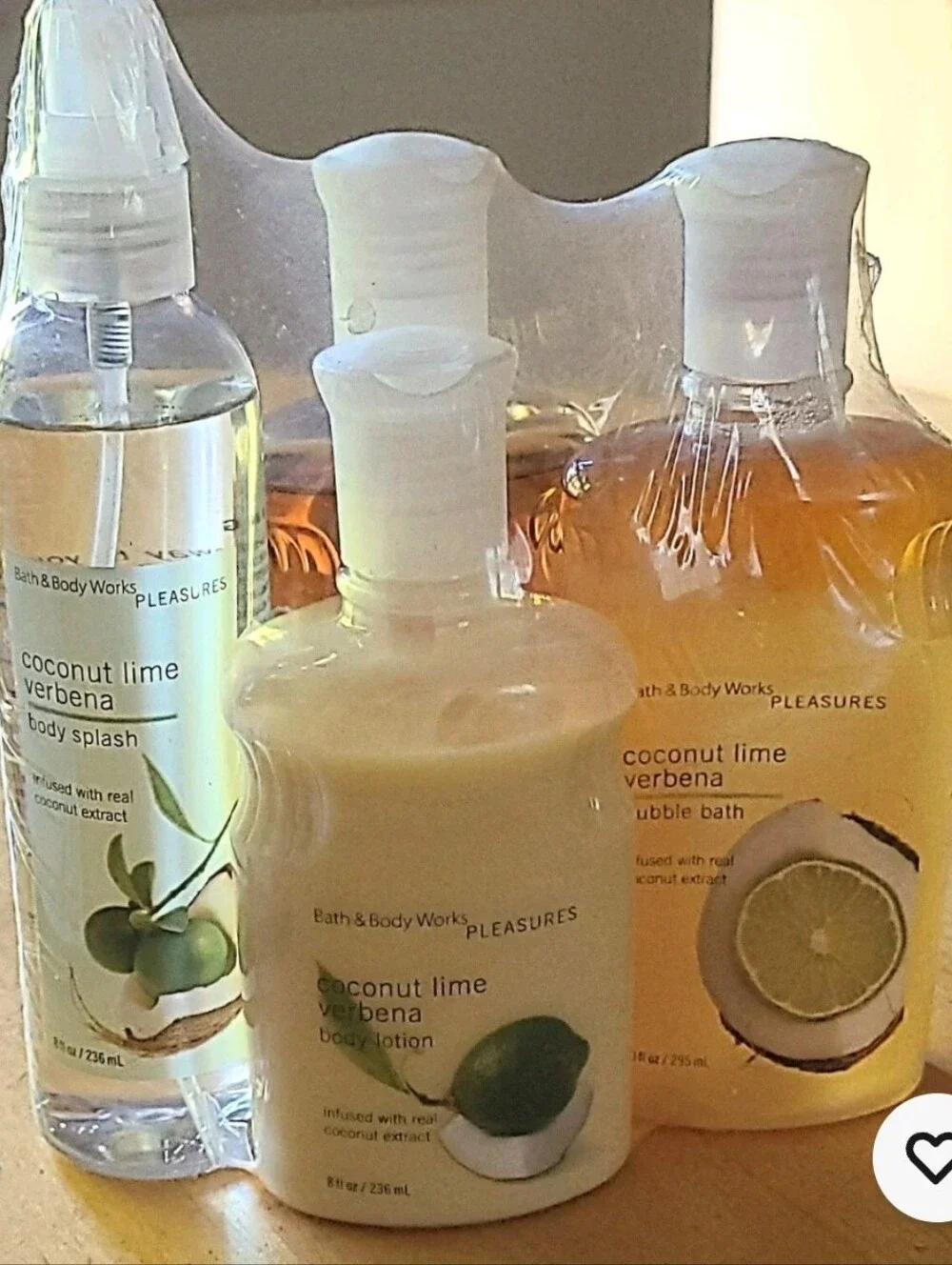 Bath & Body Works Pleasures NEW VINTAGE bottle Coconut Lime Verbena SHOWER GEL